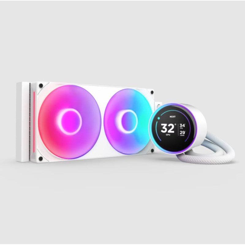 NZXT Kraken Elite 280 RGB - RL-KR28E-W1 - Refroidisseur pour processeur AIO de 280 mm - Écran LCD de 2,36 pouces personnalisable. Pompe haute performance - 2 ventilateurs F140 RGB Core - Blanc