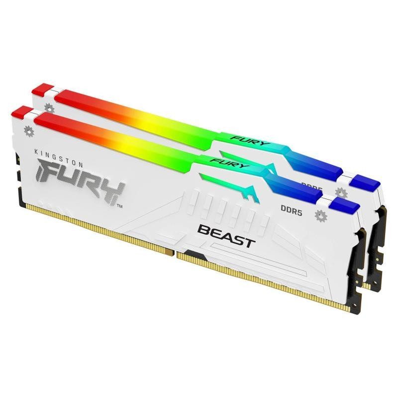 Kingston FURY Beast Blanc RGB 32Go (2x16Go) 5600MT/s DDR5 CL36 DIMM Mémoire pour PC de Gamer Kit de 2 AMD EXPO/ Intel XMP - KF556C36BWEAK2-32