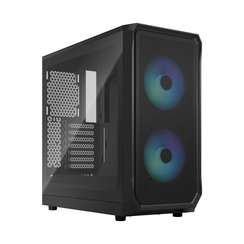 Fractal Design Focus 2 RGB Black - Tempered Glass Clear Tint - Mesh Front – Two 140 mm RGB Aspect Fans Included - ATX Gaming Case
