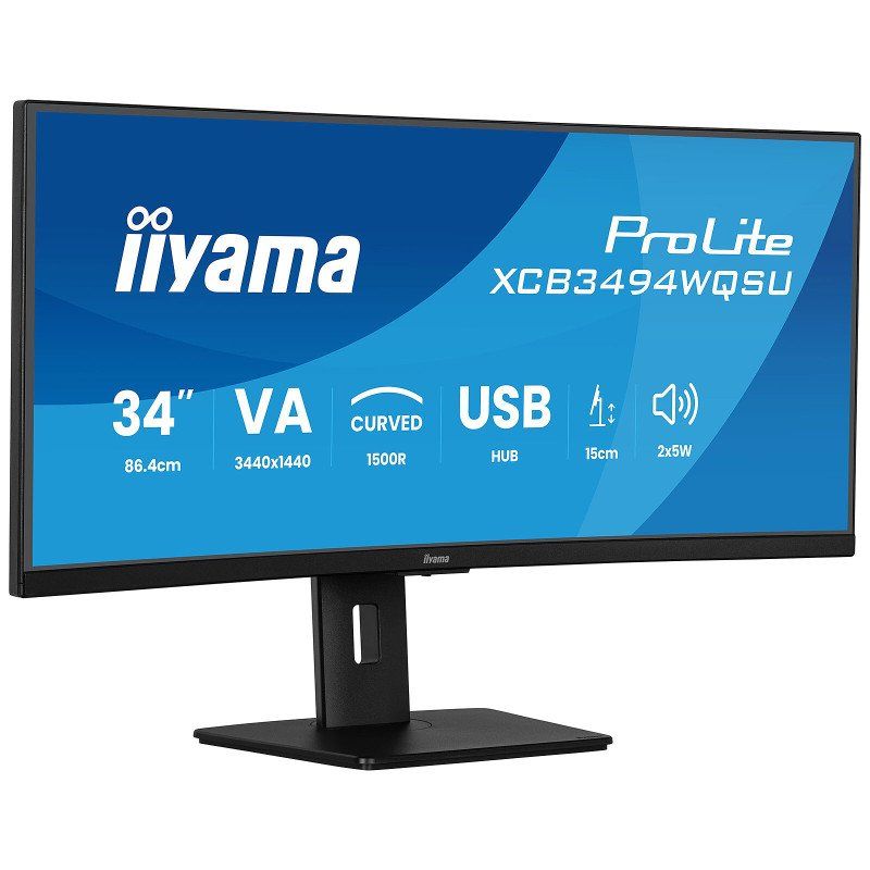 iiyama Prolite XCB3494WQSU-B1 34&quot; VA CURVO UWQHD 120Hz USB-A Altavoces Altura Ajustable