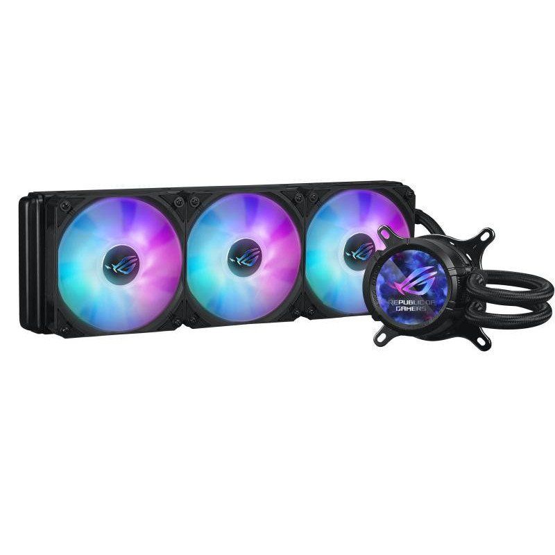 ASUS ROG Strix LC III ARGB LCD All-in-One Refroidissement à eau liquide pour processeur (écran LCD IPS 2,1&quot;, pompe Aseteks Gen7 v2, 3 ventilateurs ROG ARGB, 2200 tr/min, 3,92 mm H2O, 70,38 CFM,