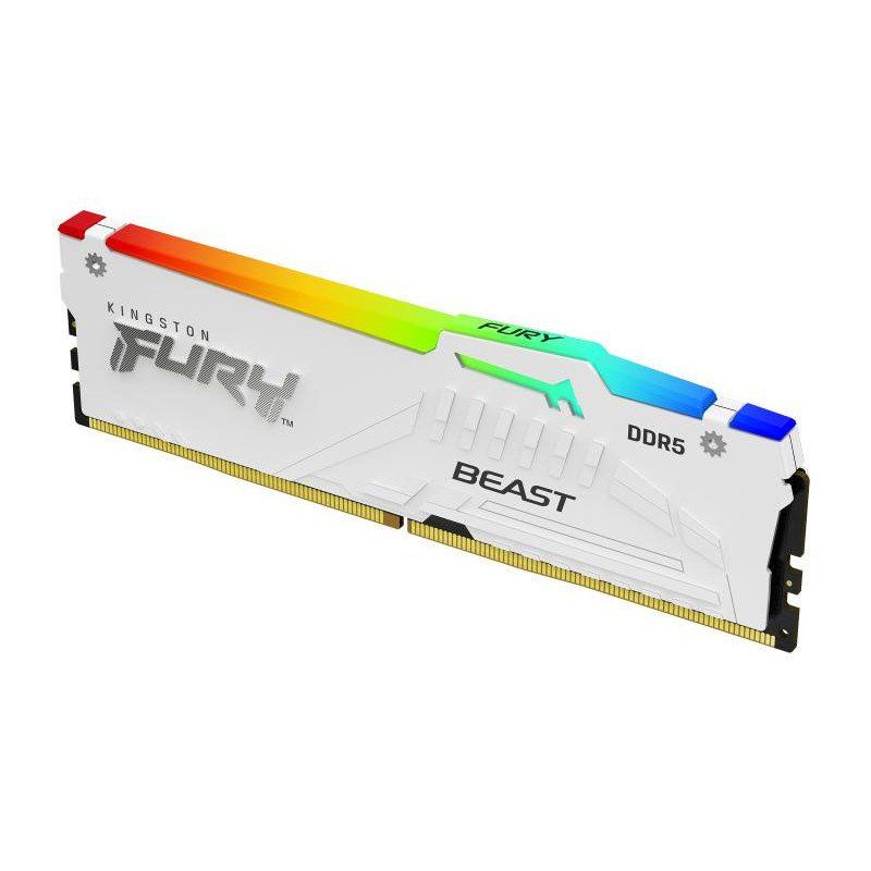 Kingston FURY Beast Blanc RGB 16Go 6000MT/s DDR5 CL36 DIMM Mémoire pour PC de Gamer Module Simple AMD EXPO/ Intel XMP - KF560C36BWE2A-16