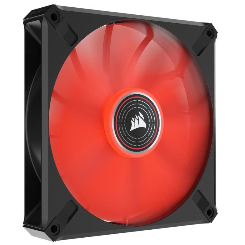 Corsair ML140 LED ELITE, 140 mm PWM Ventilateur à LED (Technologie CORSAIR AirGuide, Roulement à Lévitation Magnétique, Jusqu’à 1 600 tr/min, Huit LED Ultralumineuses, Bruit Faible) Vendu Seul, Rouge