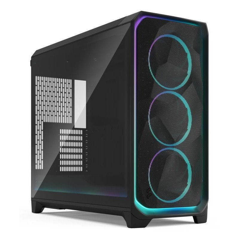 Fractal Design Meshify 3 XL Ambience Pro RGB Black Tempered Glass Light Tint High Airflow PC Gaming Case - Mesh Front Panel - Adjust Pro Hub and Three ARGB Momentum 14 Fans Included