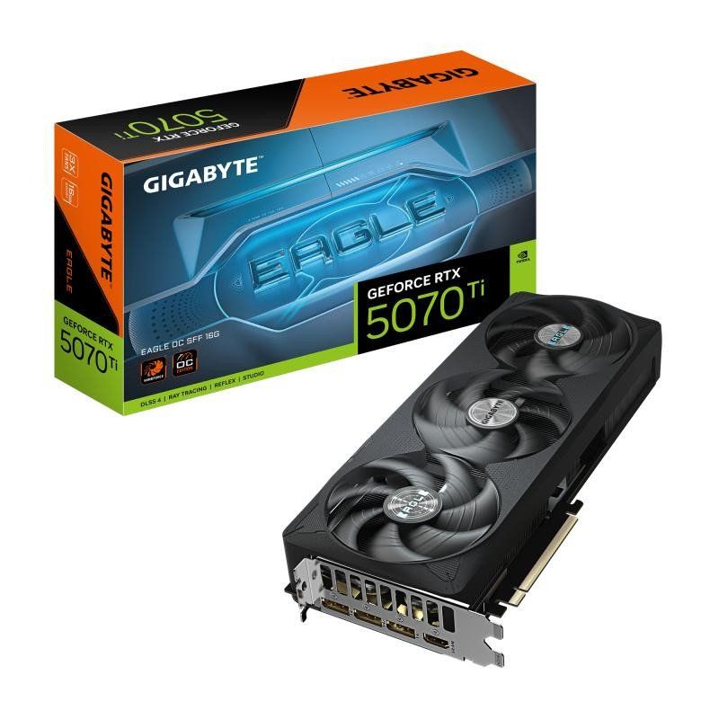 Gigabyte GeForce RTX 5070 Ti Eagle OC SFF 16G Carte Graphique - 16 Go GDDR7, 256 Bits, PCI-E 5.0, 2542 MHz Core Clock, 3 x DP 2.1a, 1 x HDMI 2.1b, NVIDIA DLSS 4, GV-N507TEAGLE OC-16GD