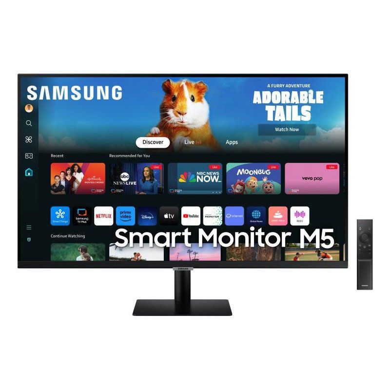 SAMSUNG Smart Monitor M5 Noir - 27&#39;&#39; - Dalle VA, FHD (1920 x 1080), 60Hz, 4ms, Inclinable, 2 x HDMI (1.4), 2 x USB-A, Smart TV, Gaming Hub, LS27DM500EUXEN
