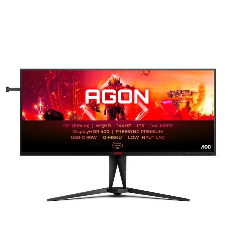 AOC Agon AG405UXC Moniteur de Jeu WQHD 40&quot;, 144 Hz, 1 ms GtG, HDR400, FreeSync Prem, G-Sync comp., (3440 x 1440, HDMI, DisplayPort, USB-C (90 W PD), hub USB) Noir/Rouge