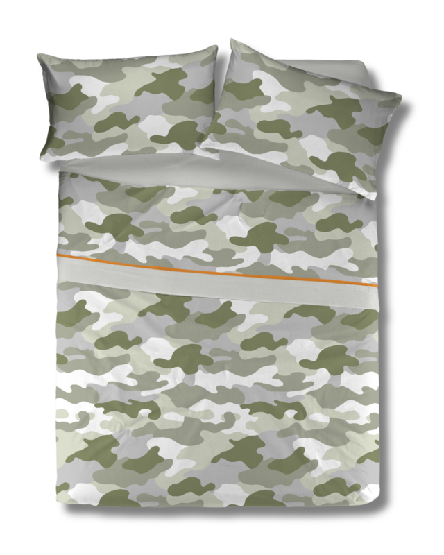 SABANAS 40% ALGODÓN 60% POLIESTER 136 HILOS, MODELO KOREA VERDE TRIO INCLUYE 1 FUNDA DE ALMOHADA, BAJERA, ENCIMERA ESTAMPADA CON CENEFA Y VIVO COORDINADO