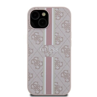 Guess iPhone 15 Back Cover Case with 4G Printed Stripes | Stylish Protection | Phonecase.nl