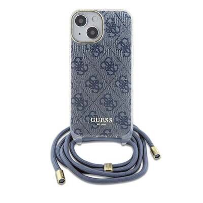 Guess iPhone 15 Back Cover Case with Crossbody Cord and 4G Print | Stylish Protection | Phonecase.nl
