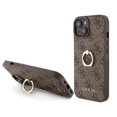 Guess iPhone 15 Hardcase 4G with Ring Holder | Stylish Protection | Phonecase.nl