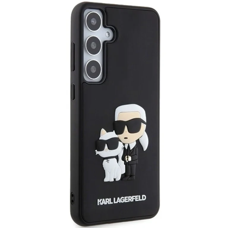 Karl Lagerfeld Galaxy S24 Plus Achtercover case - 3D Rubber Karl &amp; Choupette - Zwart