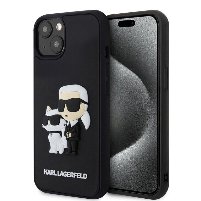 Karl Lagerfeld iPhone 15 Plus TPU Back Cover | 3D Rubber - NFT K&amp;C - Black | Phonecase.nl