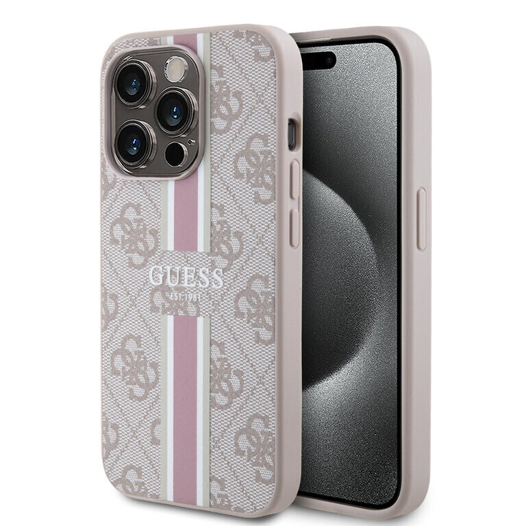 Guess iPhone 15 Pro Back Cover Case 4G Printed Stripes | Stylish Protection | Phonecase.nl