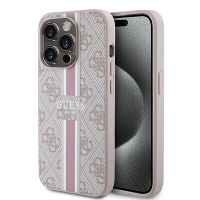 Guess iPhone 15 Pro Back Cover Case 4G Printed Stripes | Stylish Protection | Phonecase.nl