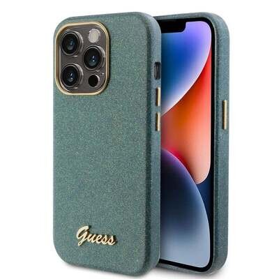 Guess iPhone 15 Pro TPU Back Cover - Glitter Glossy Script