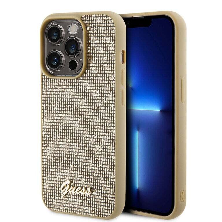 Guess iPhone 15 Pro Hardcase - Metal Script - Disco