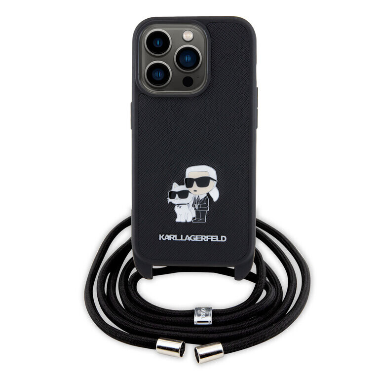Karl Lagerfeld iPhone 15 Pro Case | Saffiano + Crossbody Strap | Phonecase.nl
