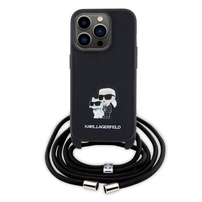 Karl Lagerfeld iPhone 15 Pro Case | Saffiano + Crossbody Strap | Phonecase.nl