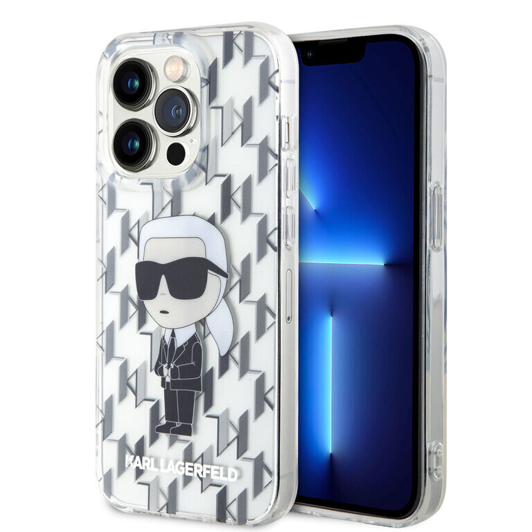 Karl Lagerfeld iPhone 15 Pro Case | TPU Hardcase Ikonik Monogram | Phonecase.nl