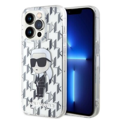 Karl Lagerfeld iPhone 15 Pro Case | TPU Hardcase Ikonik Monogram | Phonecase.nl