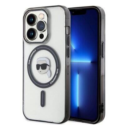 Karl Lagerfeld iPhone 15 Pro Hardcase | MagSafe Compatible | Karl&#39;s Head | Transparent | Phonecase.nl