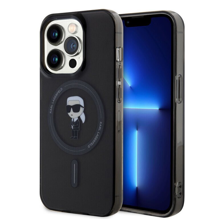 Karl Lagerfeld iPhone 15 Pro Hardcase | MagSafe Compatible | Iconic - Black | Phonecase.nl