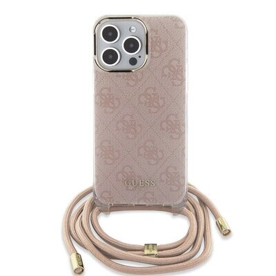 Guess iPhone 15 Pro Max Back Cover Case Crossbody Cord 4G Print | Stylish Protection | Phonecase.nl