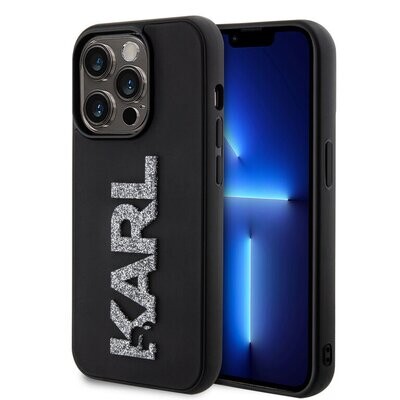 Karl Lagerfeld iPhone 15 Pro Max Case | TPU Hardcase 3D Glitter Logo Black | Phonecase.nl