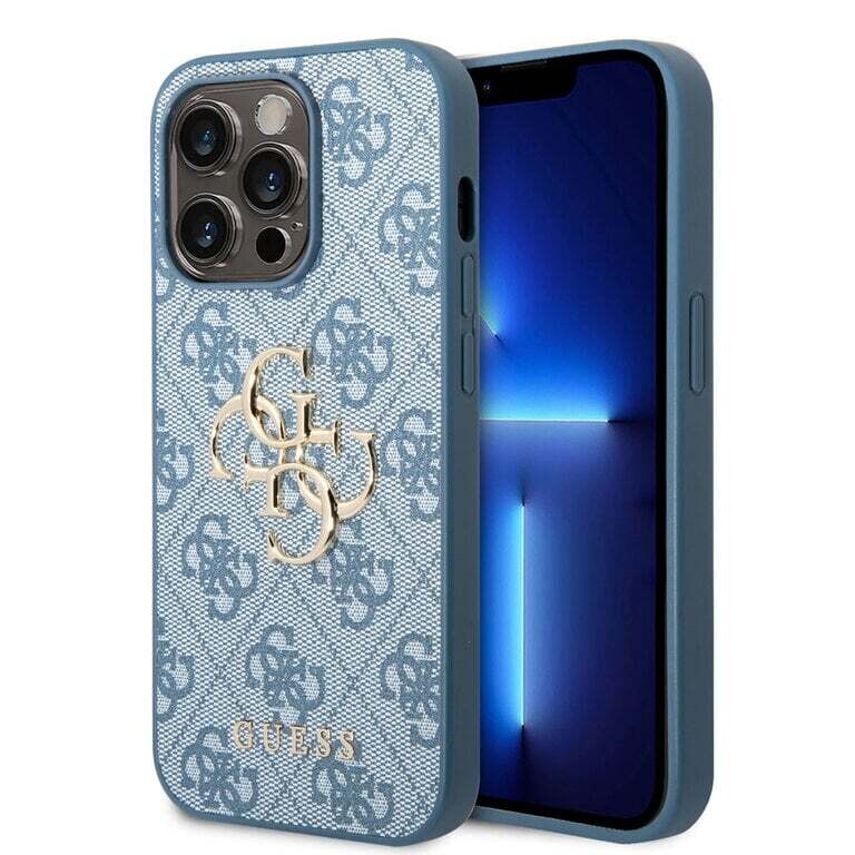 Guess iPhone 14 Pro Max Hardcase Backcover - 4G - Big Metal Logo - Blue