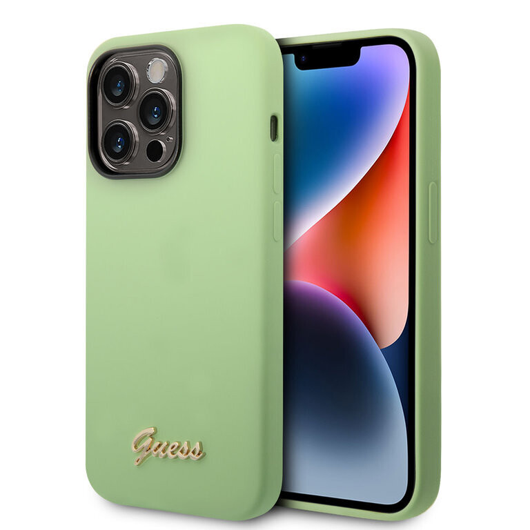 Guess iPhone 14 Pro Max Silicone Back Cover with Metal Logo | Phonecase.nl