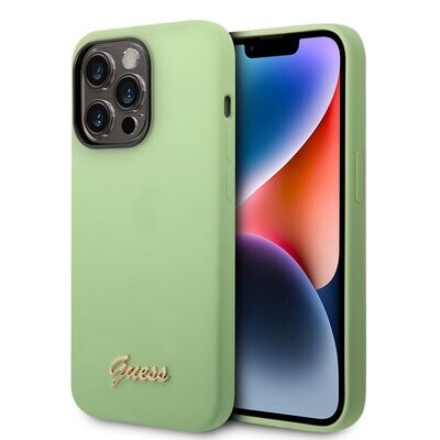 Guess iPhone 14 Pro Max Silicone Back Cover with Metal Logo | Phonecase.nl