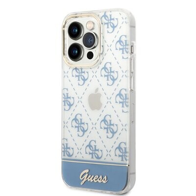 Guess iPhone 14 Pro Max Hardcase Backcover - 4G Pattern Script - Blue