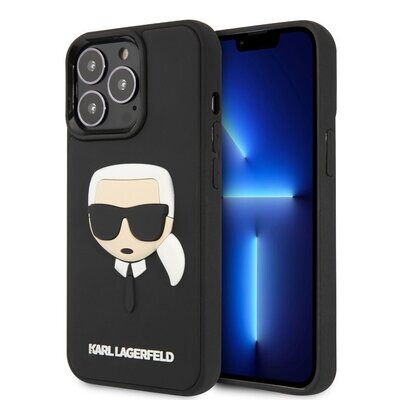 Karl Lagerfeld iPhone 14 Pro Max Hardcase Back Cover - 3D Rubber Karl&#39;s Head - Black | Phonecase.nl