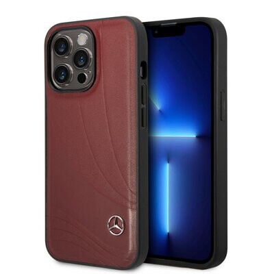 Mercedes-Benz iPhone 14 Pro Max Hardcase Back Cover - Genuine Leather - New Wave III - Red | Phonecase.nl