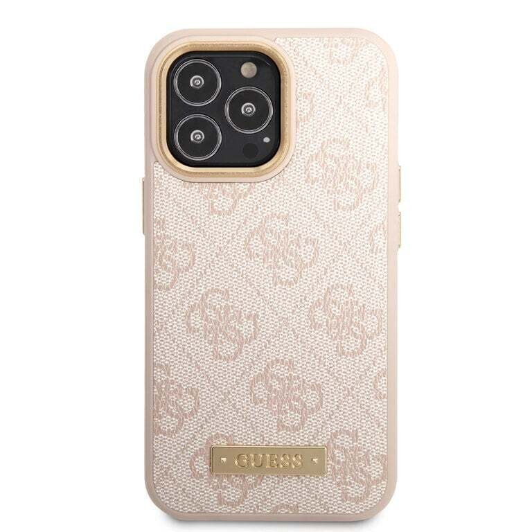 Guess iPhone 14 Pro Hardcase Backcover - 4G - Gold Camera &amp; Buttons - MagSafe Compatible | Phonecase.nl