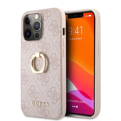 Guess iPhone 14 Pro Hardcase Backcover - 4G - With Ring Holder - Pink | Phonecase.nl