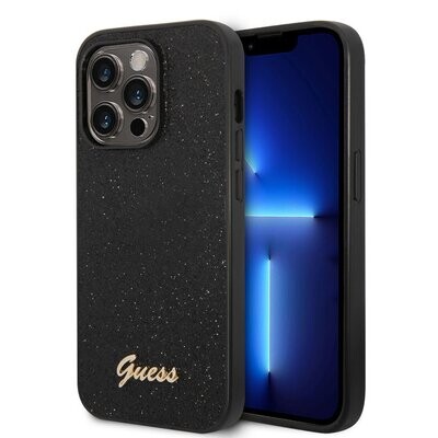 Guess iPhone 14 Pro Hardcase Backcover - Glitter Script - Black