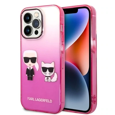 Karl Lagerfeld iPhone 14 Pro Hardcase Back Cover - K&amp;C - Gradient - Pink | Phonecase.nl