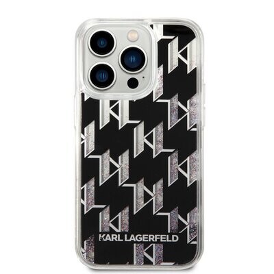 Karl Lagerfeld iPhone 14 Pro TPU Back Cover- Fluid glitter - Monogram - Black| Phonecase.nl