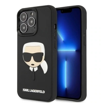 Karl Lagerfeld iPhone 14 Pro Hardcase Backcover - 3D Rubber Karl&#39;s Head - Black