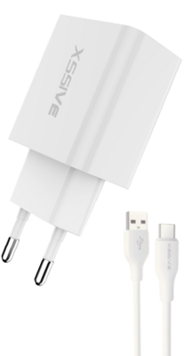 Xssive 18W QC fast charger and USB-C cable XSS-AC61W2IN1 - White