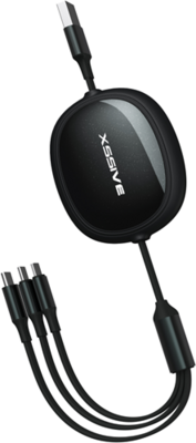Xssive 3in1 Retractable Fast Charging Cable XSS-3IN1DESK2B -