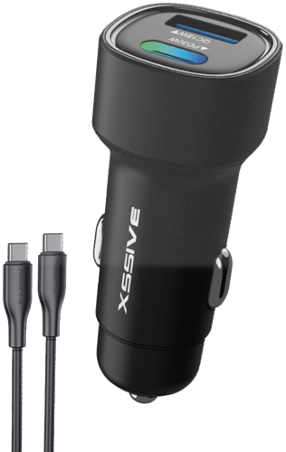 Xssive 48W QC3.0 Fast Car Charger with C-C Cable XSS-CC40C - Black