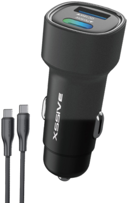 Xssive 48W QC3.0 Fast Car Charger with C-C Cable XSS-CC40C - Black