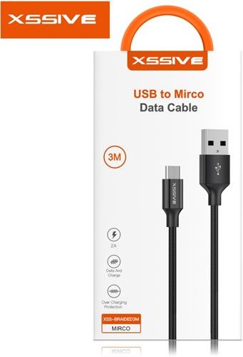 Xssive Braided USB Micro Cable 3m
