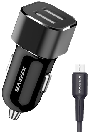 Xssive C29N Duo Car Charger + Micro Cable 2.4A - Zwart