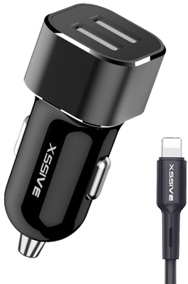 Xssive C29N Duo Car Charger + USB for iPhone 2.4A - Zwart