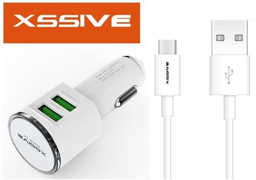 Xssive Duo Car Charger+Cable for Type-C DL-C29 - Wit