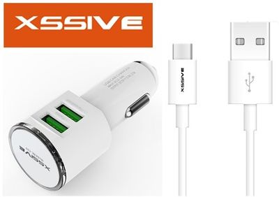 Xssive Duo Car Charger+Cable for Type-C DL-C29 - Wit
